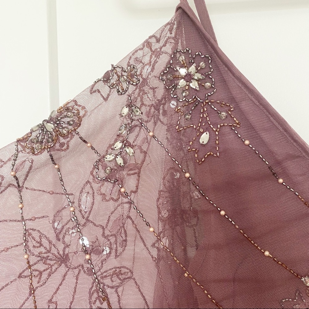 ASOS Floral Embellished Cape Midi Dress Dusty Purple Size 4 - Picture 13 of 15